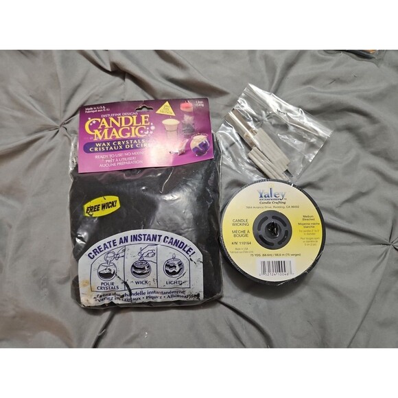 LOT OF CANDLE MAKING SUPPLIES - 4 MOLDS, CANDLE STICKERS, WICK, WAX NEW & USED - Picture 7 of 11